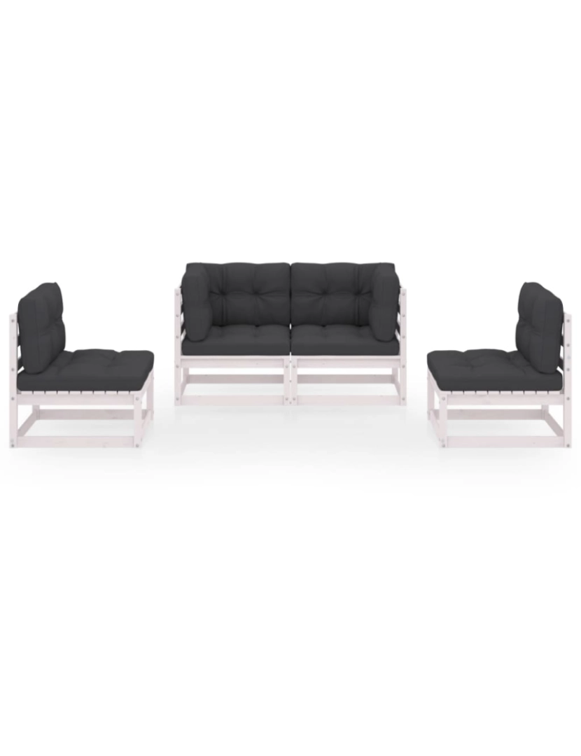 imagem de vidaXL 4 pcs conjunto lounge de jardim com almofadões pinho maciço4