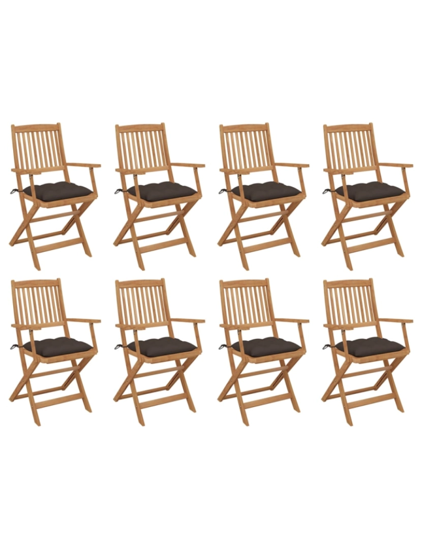 Vidaxl - vidaXL Cadeiras de exterior dobráveis c/ almofadões 8pcs acácia maciça