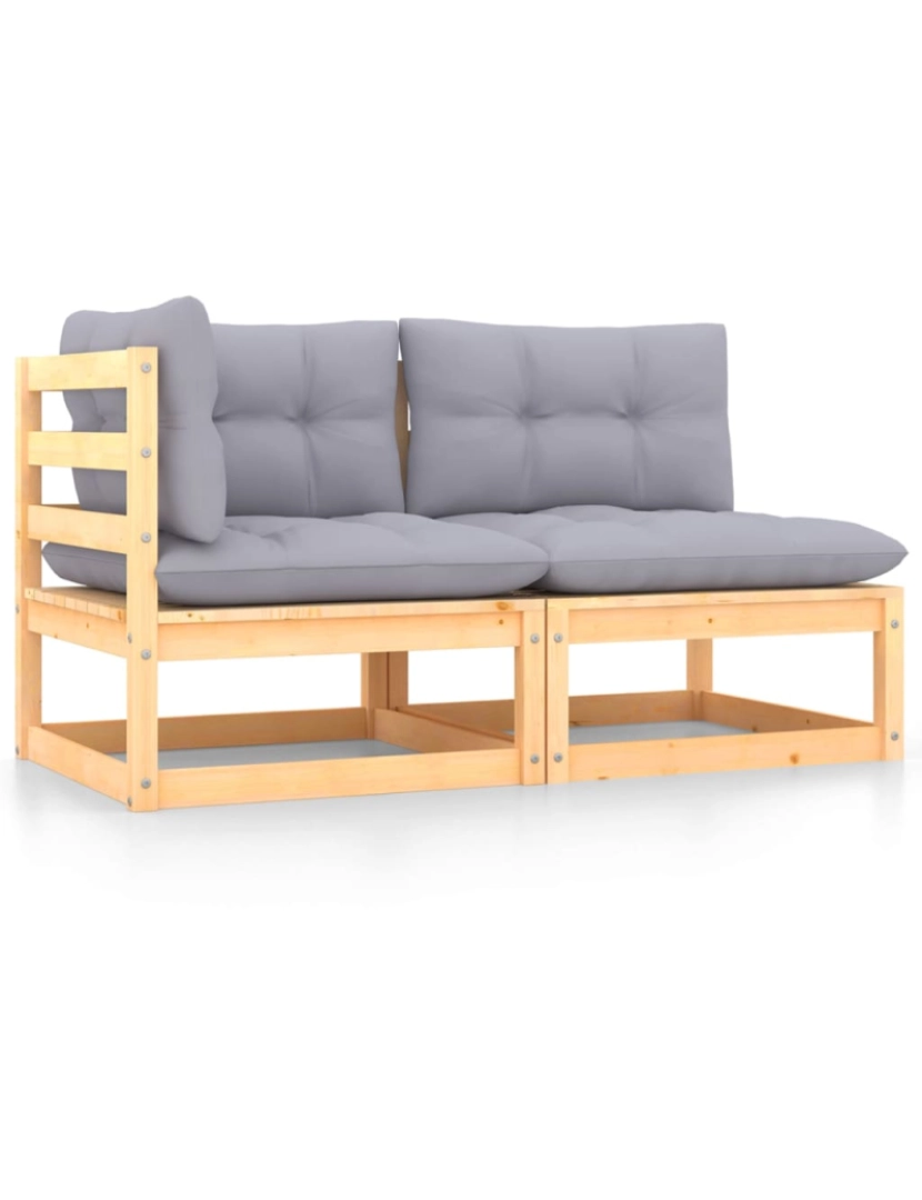 imagem de vidaXL 2 pcs conjunto lounge de jardim com almofadões pinho maciço2