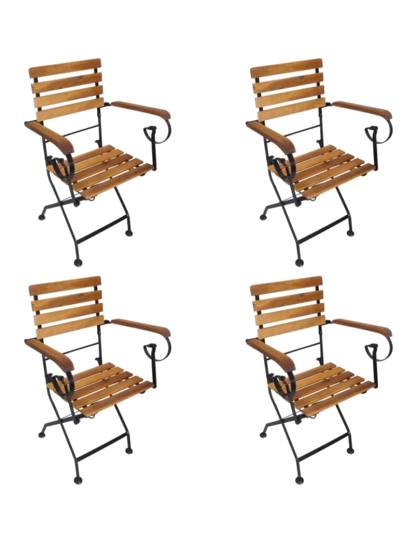 Vidaxl - vidaXL Cadeiras de jardim dobráveis 4 pcs aço e madeira acácia maciça