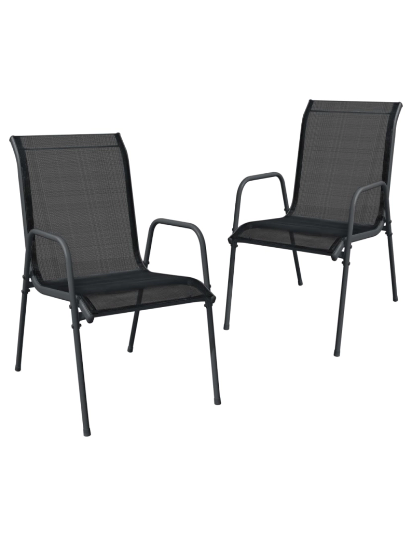 imagem de vidaXL Cadeiras de jardim 2 pcs aço e textilene preto3