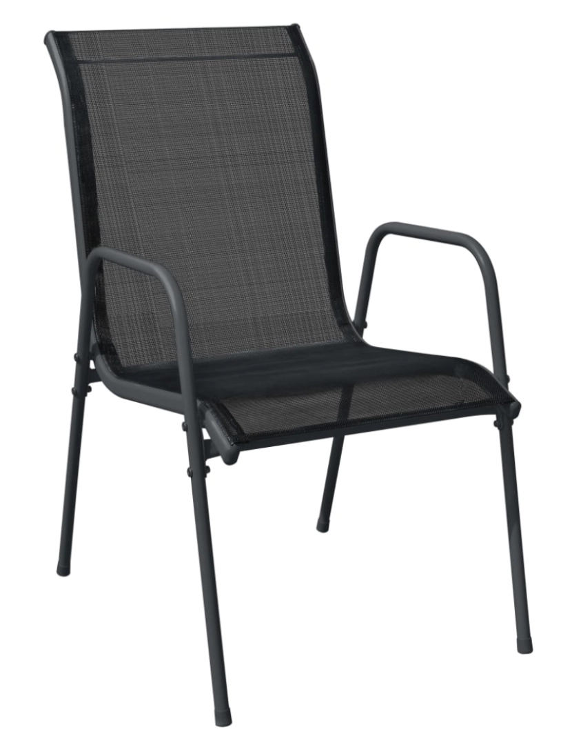 imagem de vidaXL Cadeiras de jardim 2 pcs aço e textilene preto4