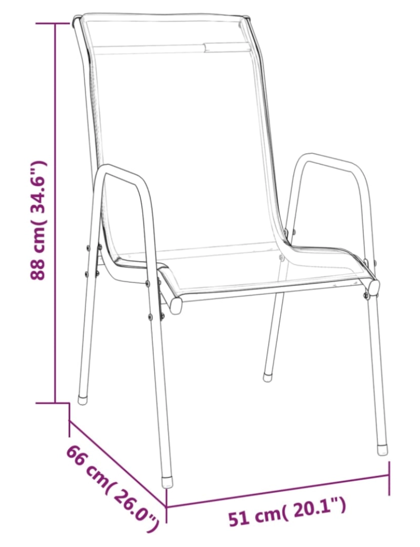 imagem de vidaXL Cadeiras de jardim 2 pcs aço e textilene preto8