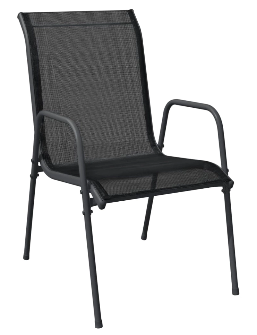 imagem de vidaXL Cadeiras de jardim 6 pcs aço e textilene preto4