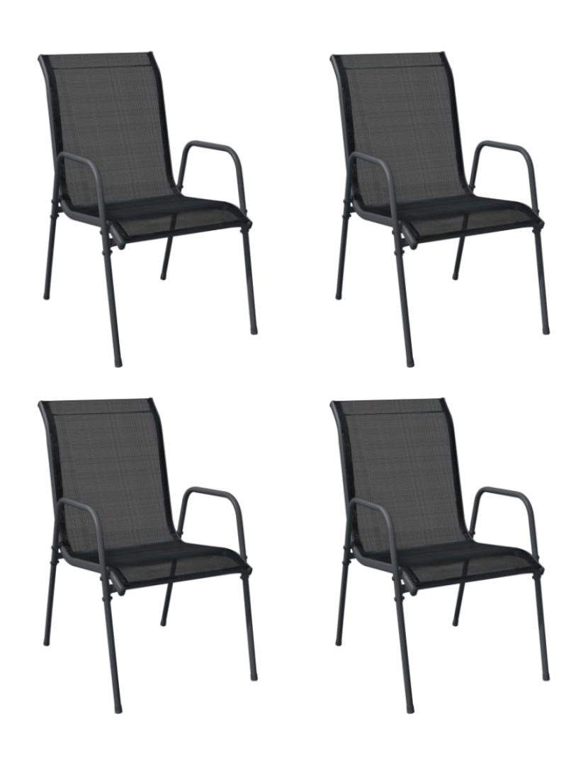 imagem de vidaXL Cadeiras de jardim 4 pcs aço e textilene preto1