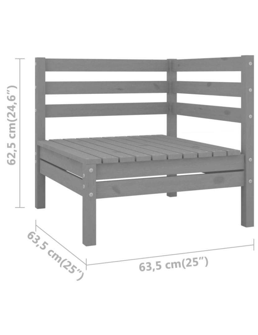 imagem de vidaXL 3 pcs conjunto lounge de jardim pinho maciço cinzento10