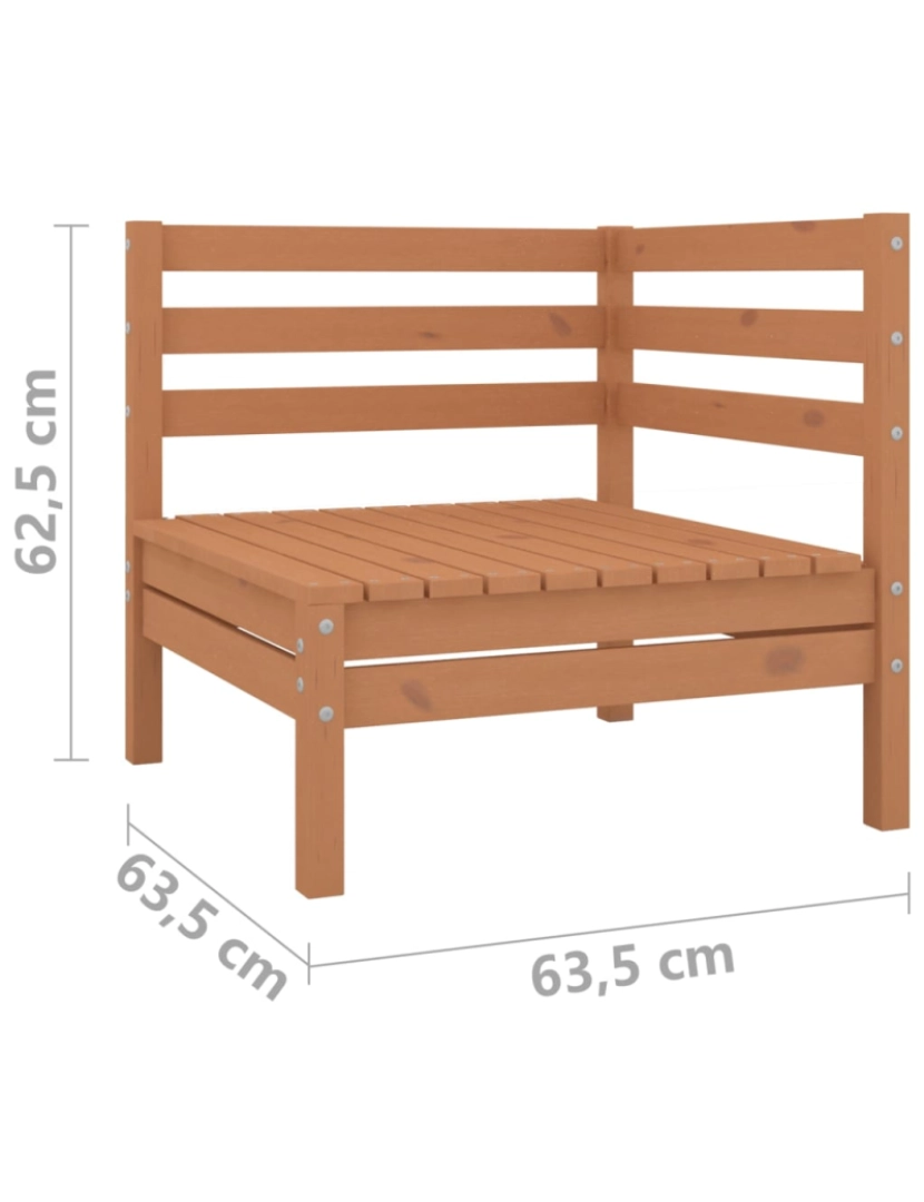 imagem de vidaXL Sofá de 2 lugares para jardim pinho maciço castanho mel8