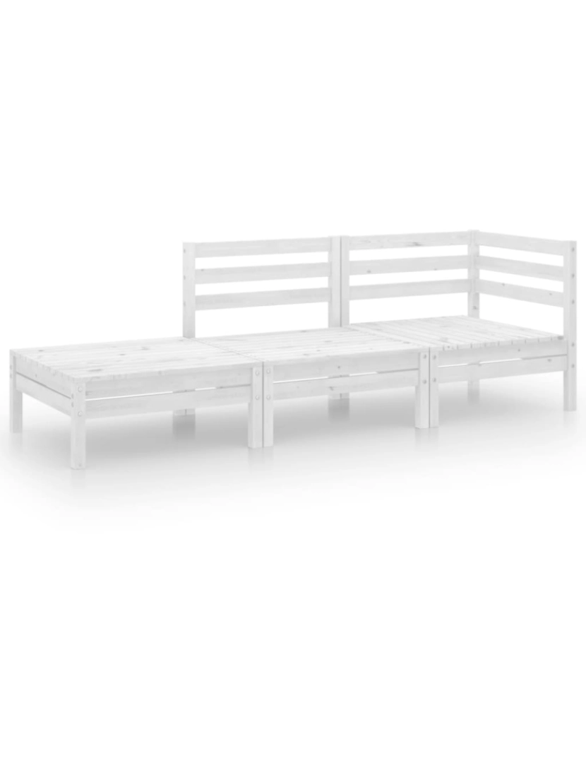 imagem de vidaXL 3 pcs conjunto lounge de jardim pinho maciço branco1