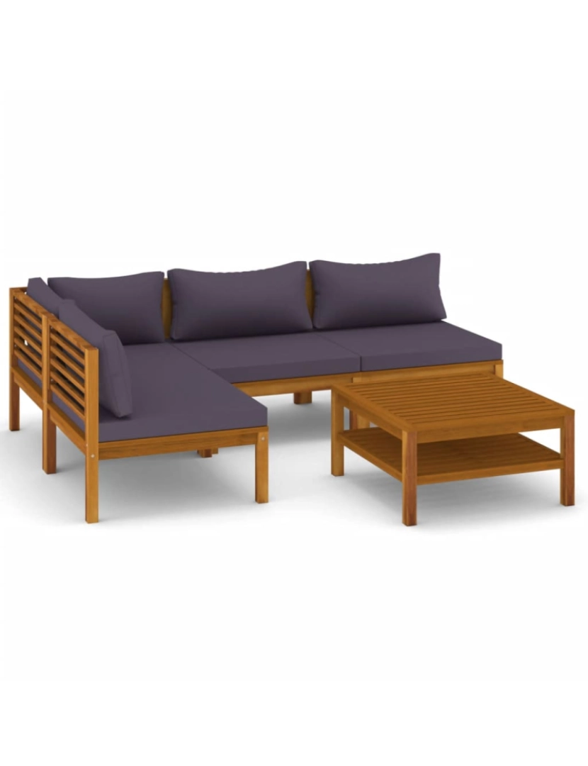 imagem de vidaXL 5 pcs conjunto lounge de jardim c/ almofadões acácia maciça1