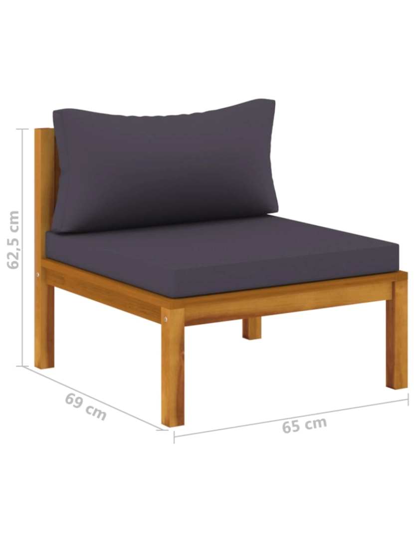 imagem de vidaXL 5 pcs conjunto lounge de jardim c/ almofadões acácia maciça11