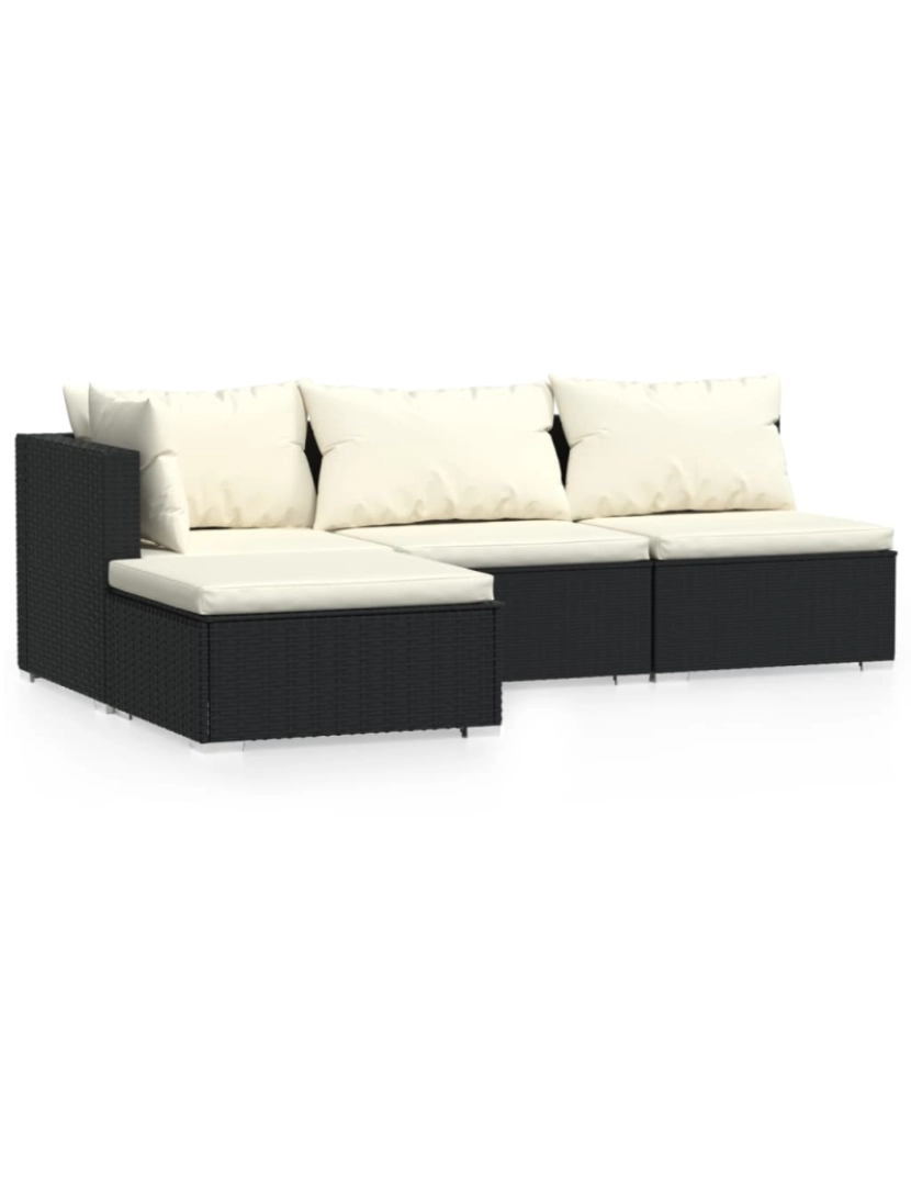 Vidaxl - vidaXL 4 pcs conjunto lounge de jardim c/ almofadões vime PE preto