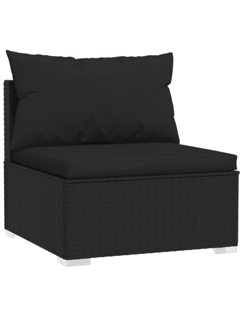 imagem de vidaXL 4 pcs conjunto lounge de jardim c/ almofadões vime PE preto4