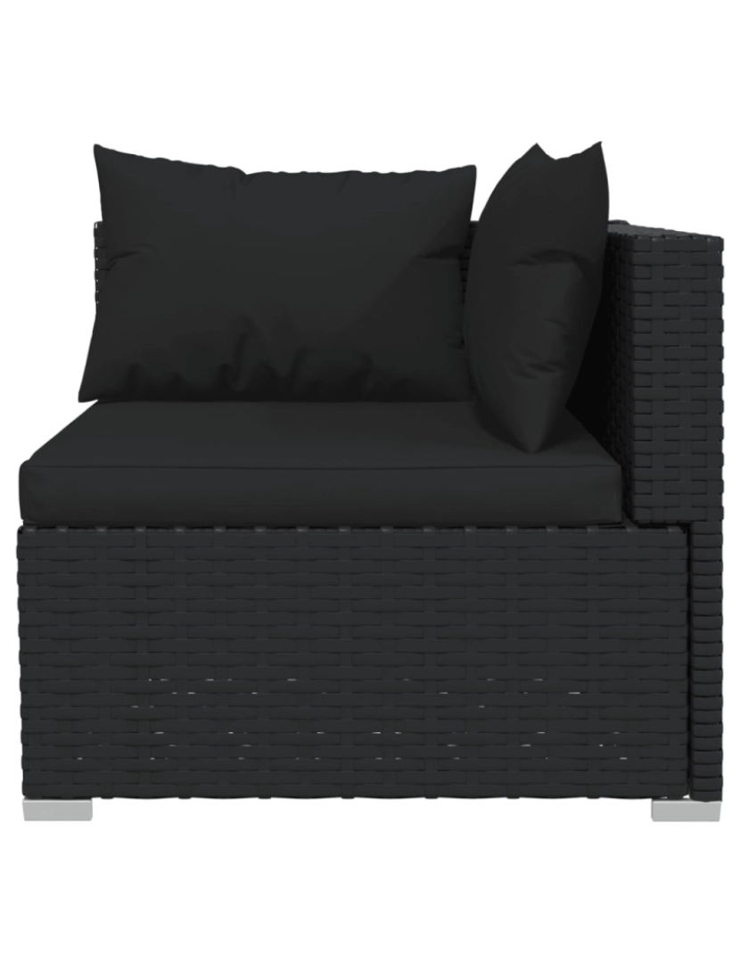 imagem de vidaXL 4 pcs conjunto lounge de jardim c/ almofadões vime PE preto7