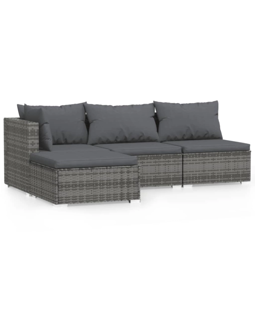 Vidaxl - vidaXL 4 pcs conjunto lounge de jardim c/ almofadões vime PE cinzento