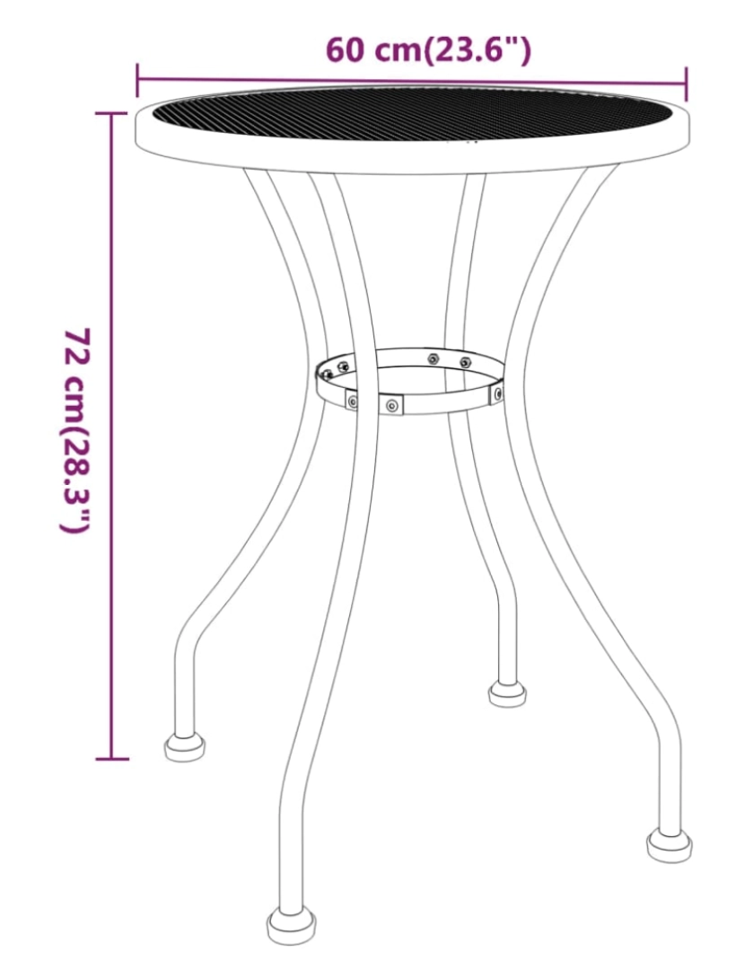 imagem de vidaXL Mesa de jardim Ø60x72 cm malha metal expandido antracite6