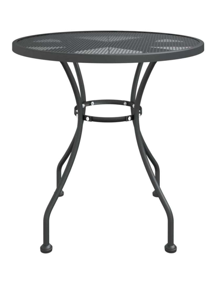 imagem de vidaXL Mesa de jardim Ø80x72 cm malha metal expandido antracite4