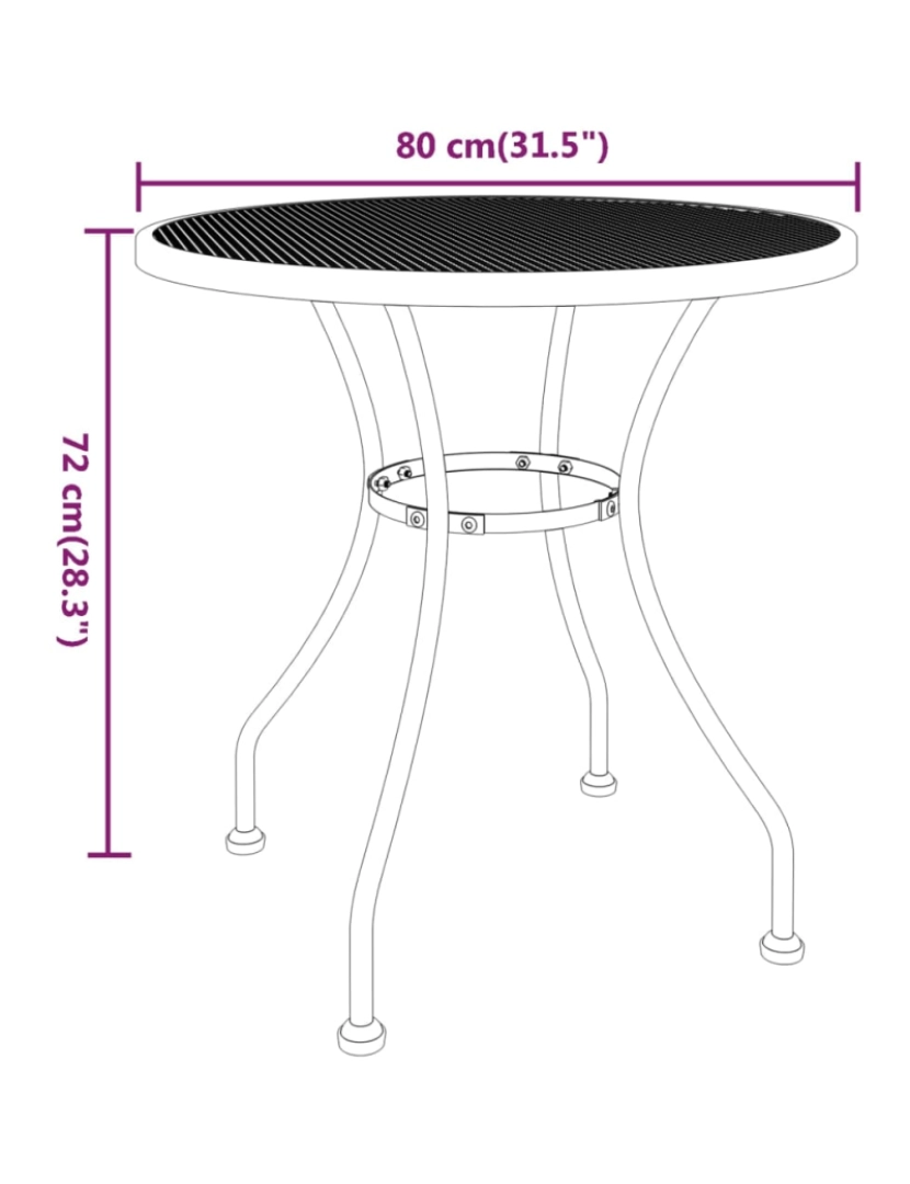 imagem de vidaXL Mesa de jardim Ø80x72 cm malha metal expandido antracite6