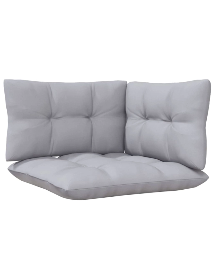 imagem de vidaXL 3 pcs conj. lounge jardim c/ almofadões cinzentos pinho maciço10