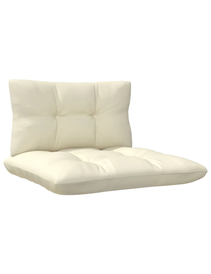 imagem de vidaXL 3 pcs conjunto lounge jardim c/ almofadões creme pinho maciço7