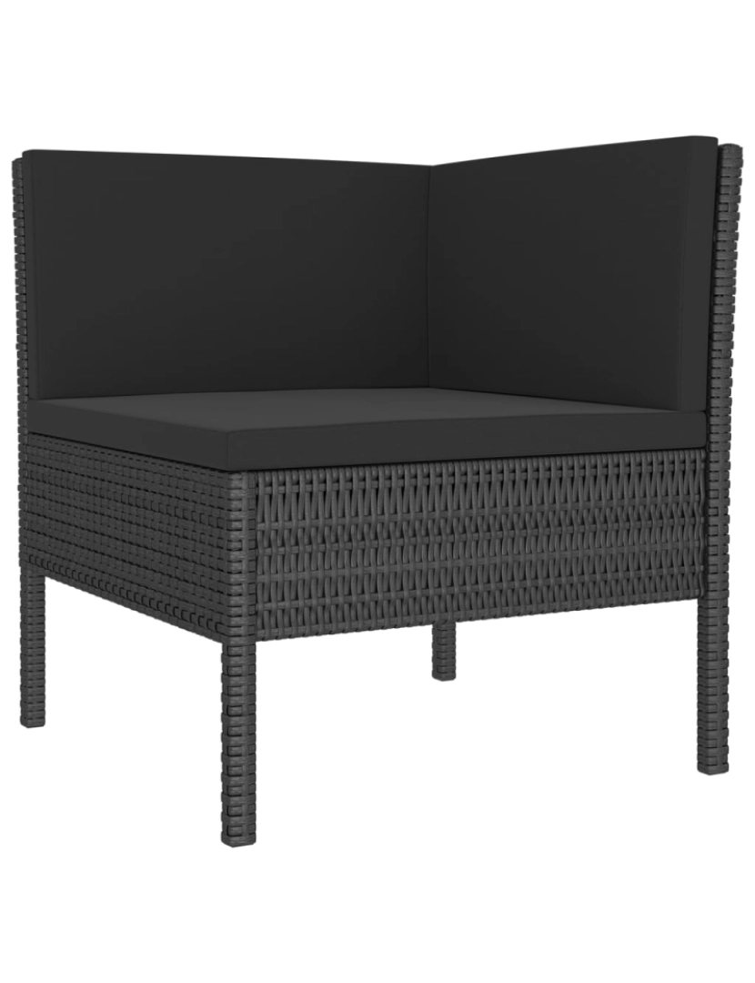 imagem de vidaXL 9 pcs conjunto lounge de jardim c/ almofadões vime PE preto5