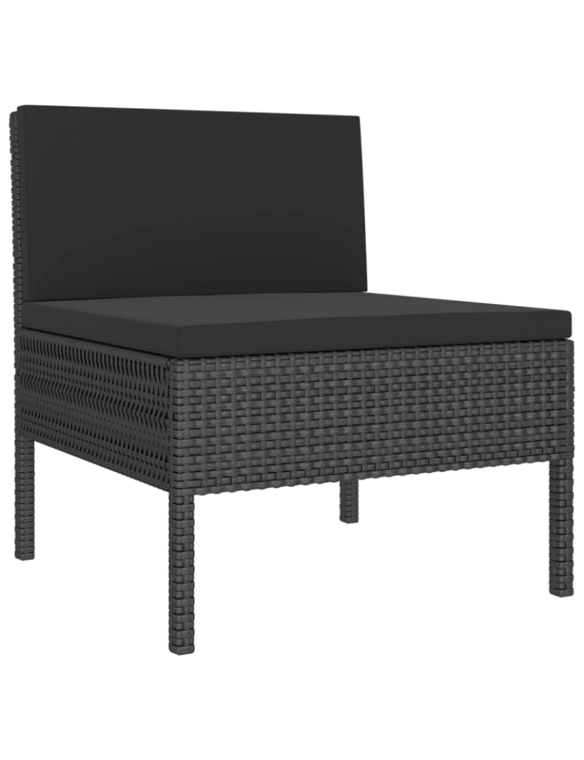 imagem de vidaXL 9 pcs conjunto lounge de jardim c/ almofadões vime PE preto6