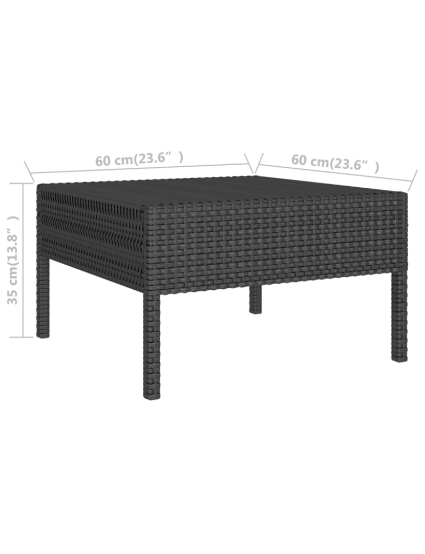 imagem de vidaXL 9 pcs conjunto lounge de jardim c/ almofadões vime PE preto7