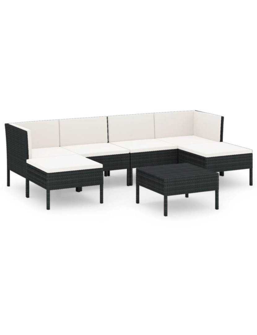 Vidaxl - vidaXL 7 pcs conjunto lounge de jardim c/ almofadões vime PE preto