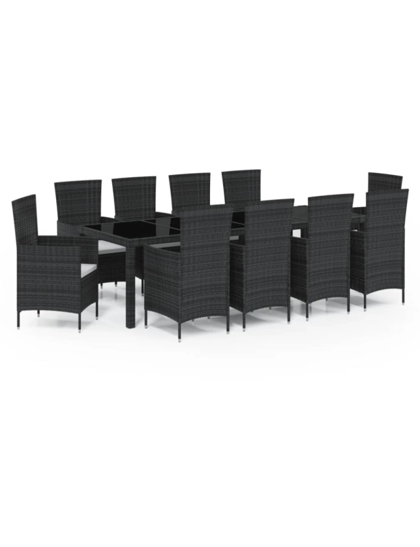 Vidaxl - vidaXL 11 pcs conjunto jantar exterior com almofadões vime PE preto