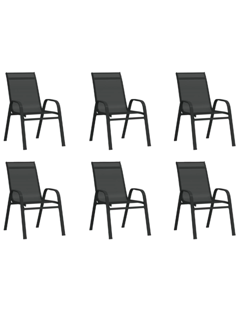 Vidaxl - vidaXL Cadeiras de jardim empilháveis 6 pcs textilene preto