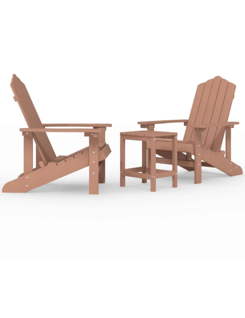 Vidaxl - vidaXL Cadeiras de jardim Adirondack com mesa PEAD castanho