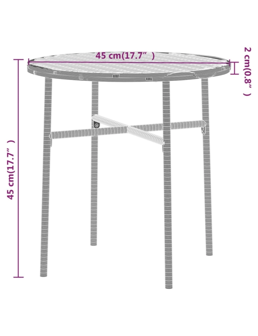 imagem de vidaXL 3 pcs conjunto de jantar para jardim vime PE cinzento8