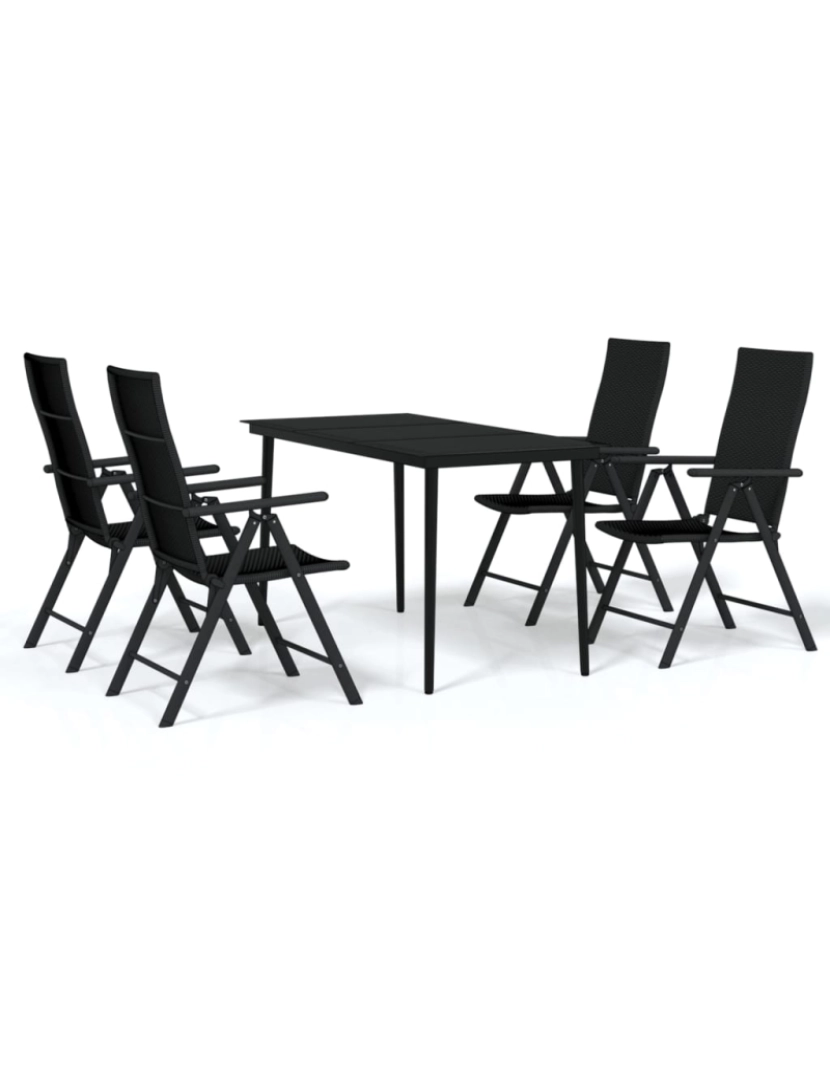 imagem de vidaXL 5 pcs Conjunto de jantar para jardim preto1