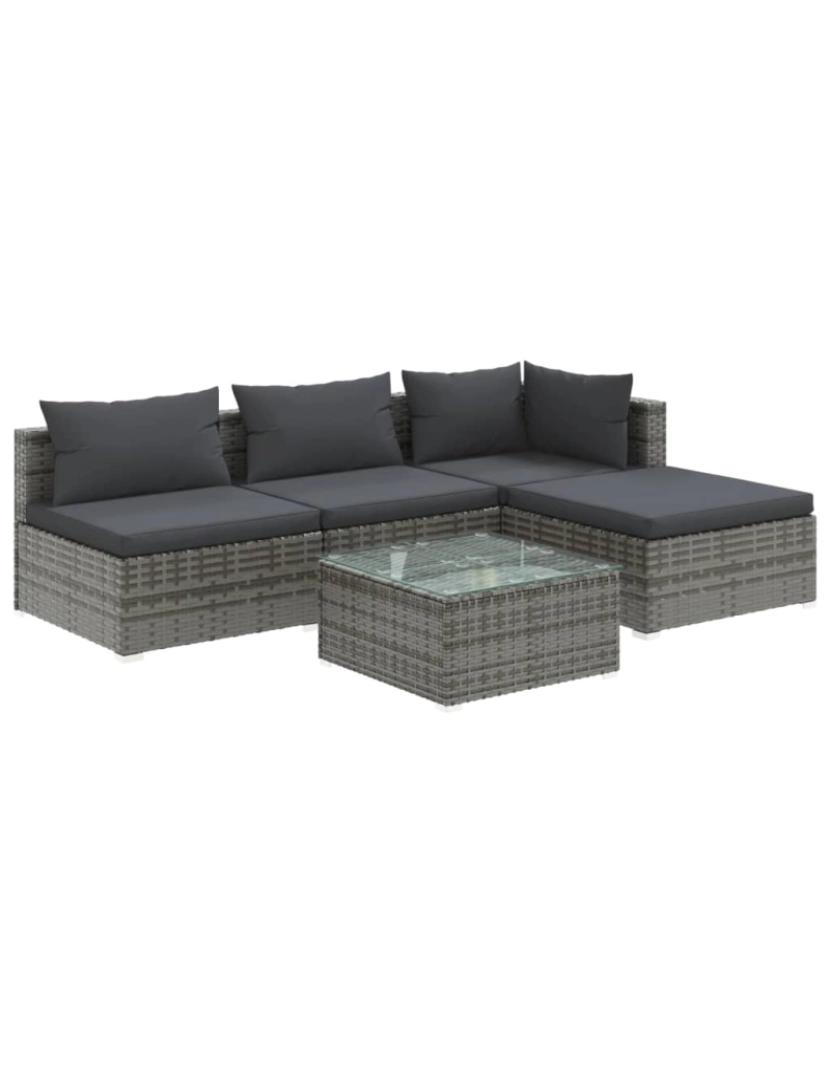 Vidaxl - vidaXL 5 pcs conjunto lounge de jardim c/ almofadões vime PE cinzento