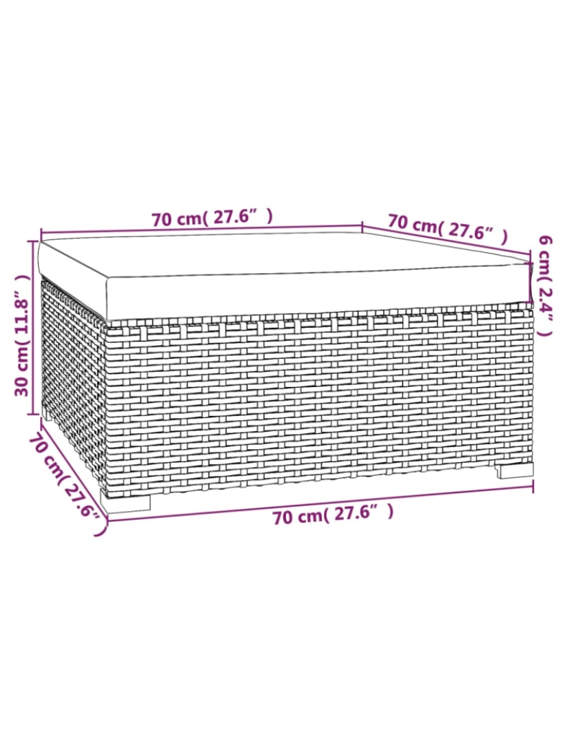 imagem de vidaXL 5 pcs conjunto lounge de jardim c/ almofadões vime PE cinzento11