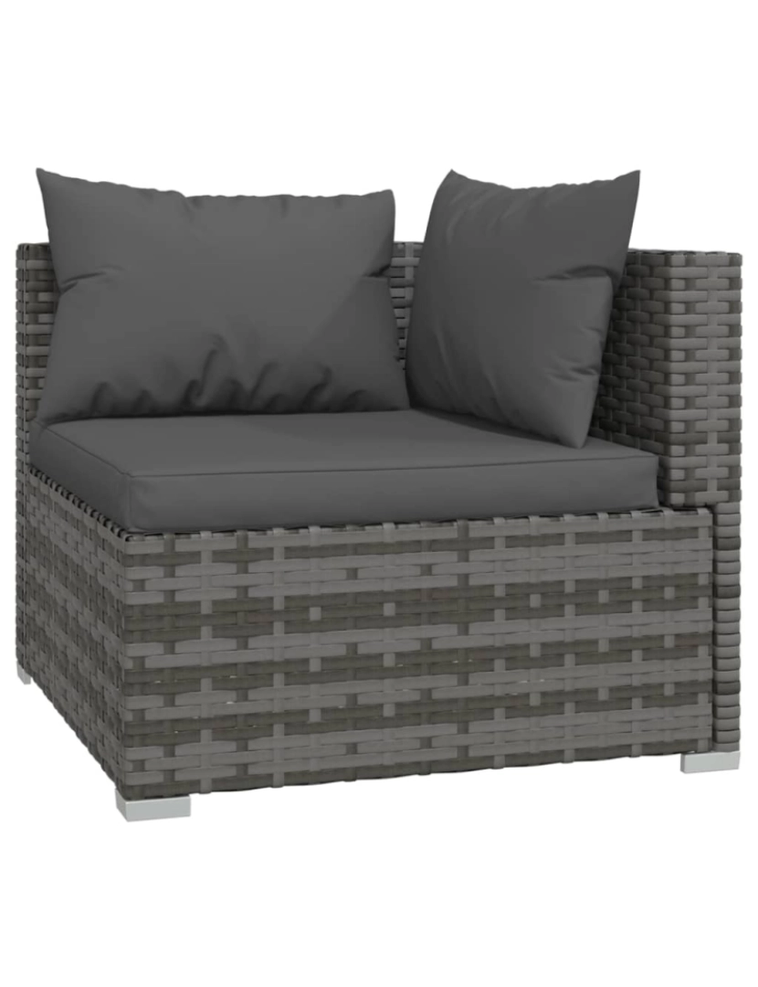 imagem de vidaXL 5 pcs conjunto lounge de jardim c/ almofadões vime PE cinzento5