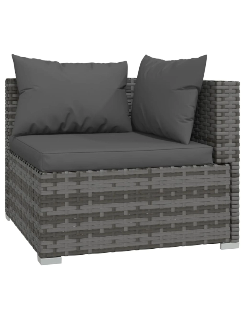 imagem de vidaXL 5 pcs conjunto lounge de jardim c/ almofadões vime PE cinzento5