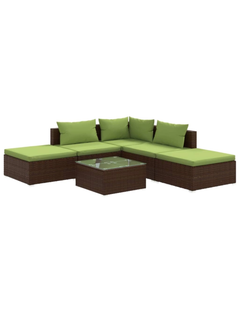 Vidaxl - vidaXL 6 pcs conjunto lounge jardim c/ almofadões vime PE castanho