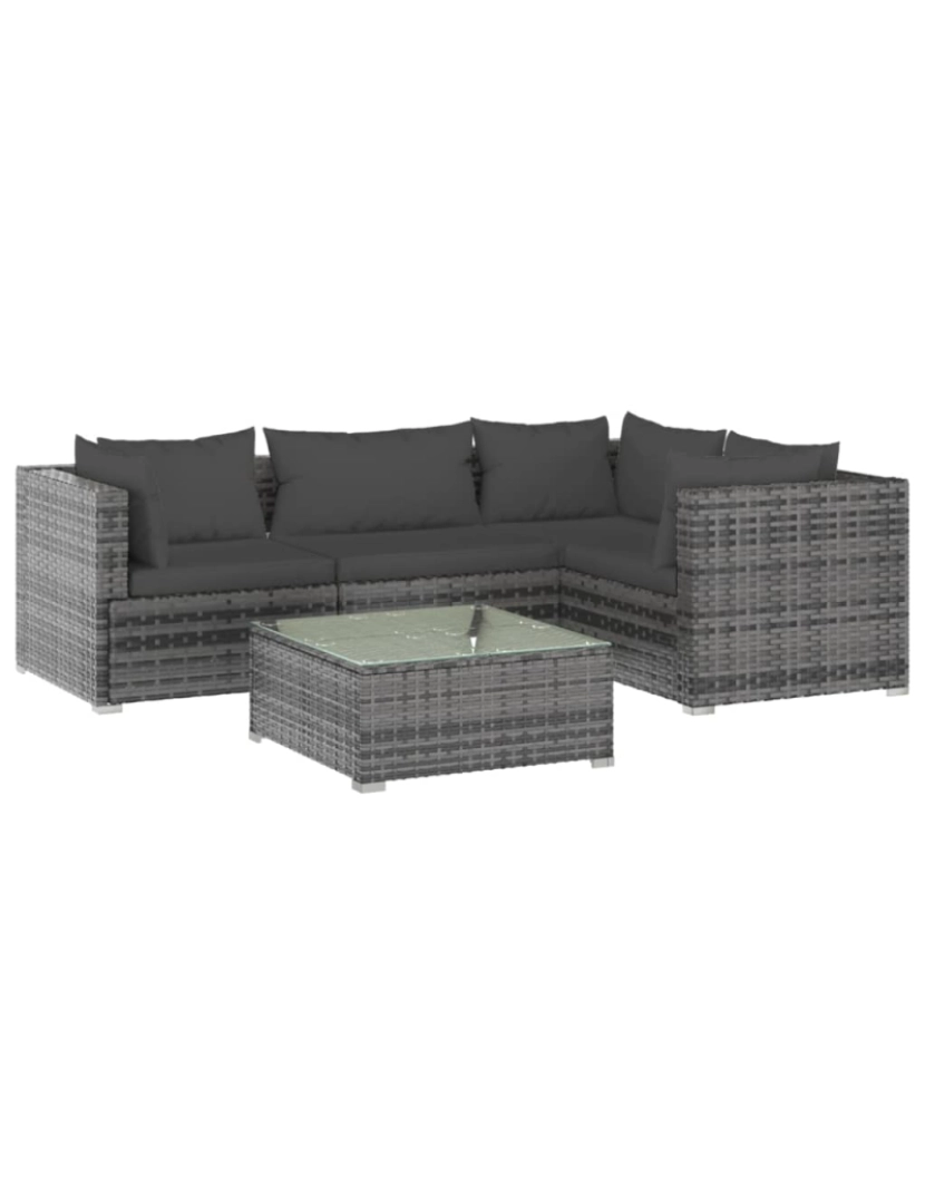 Vidaxl - vidaXL 5 pcs conjunto lounge de jardim c/ almofadões vime PE cinzento