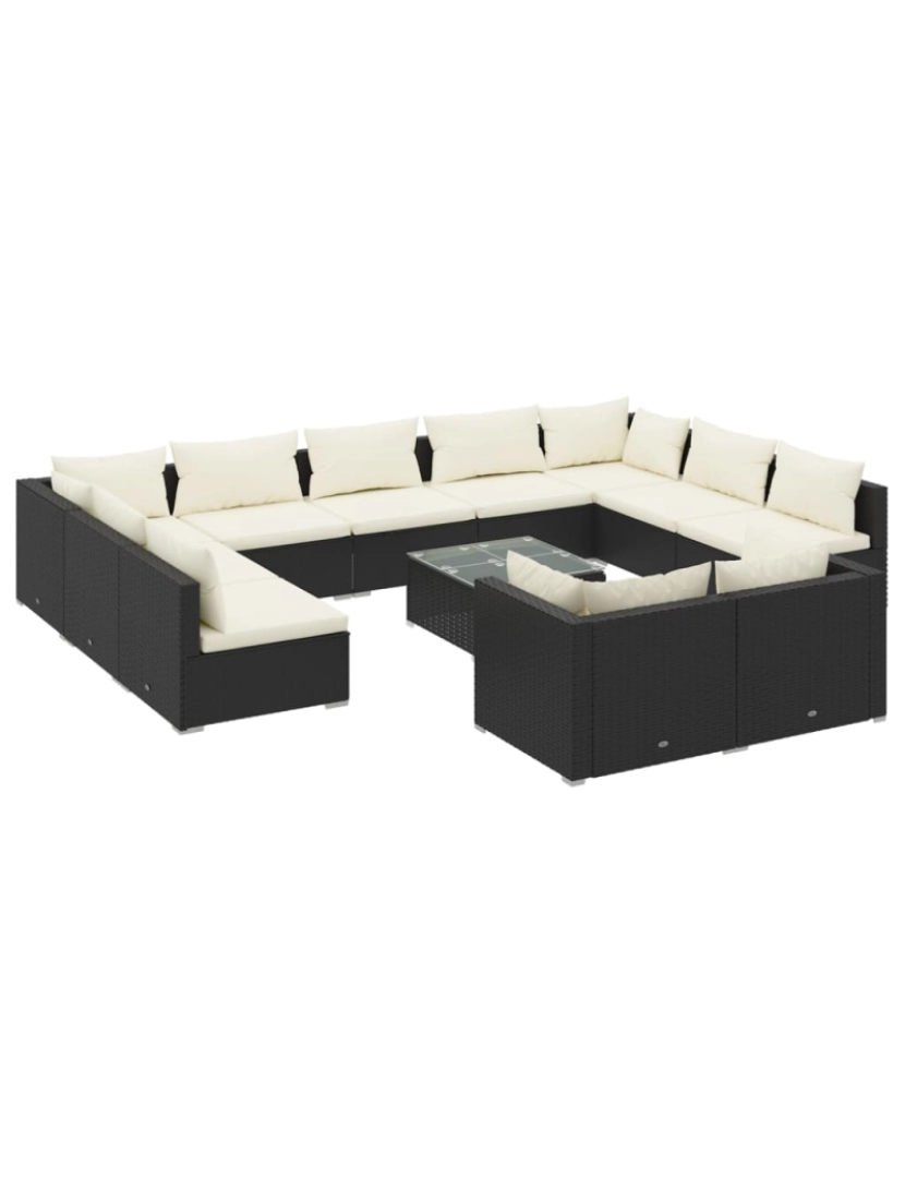 Vidaxl - vidaXL 12 pcs conjunto lounge de jardim c/ almofadões vime PE preto