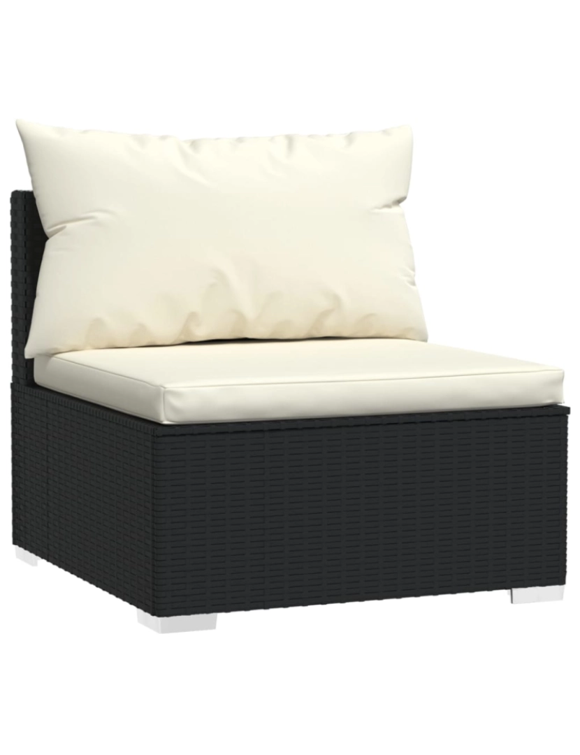 imagem de vidaXL 12 pcs conjunto lounge de jardim c/ almofadões vime PE preto4