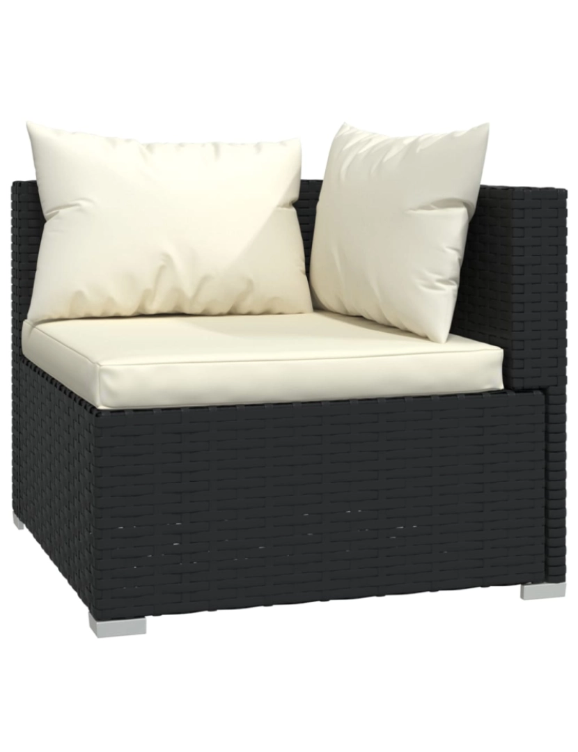 imagem de vidaXL 12 pcs conjunto lounge de jardim c/ almofadões vime PE preto6