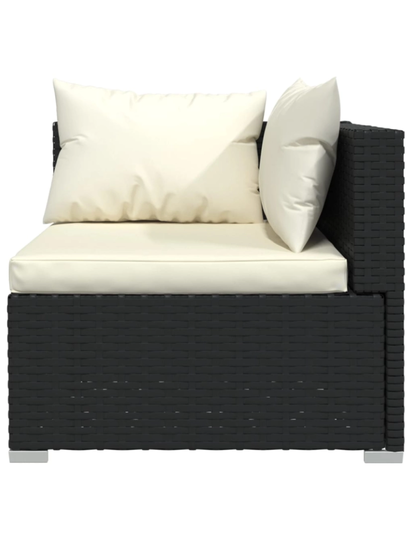 imagem de vidaXL 12 pcs conjunto lounge de jardim c/ almofadões vime PE preto7