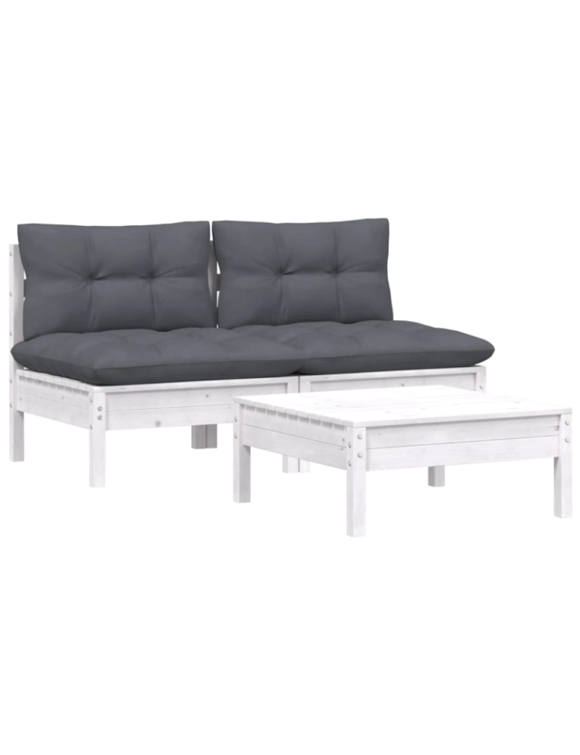 imagem de vidaXL 3 pcs conj. lounge de jardim com almofadões antracite pinho4