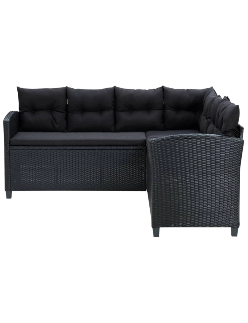 imagem de vidaXL 6 pcs conjunto lounge de jardim c/ almofadões vime PE preto6