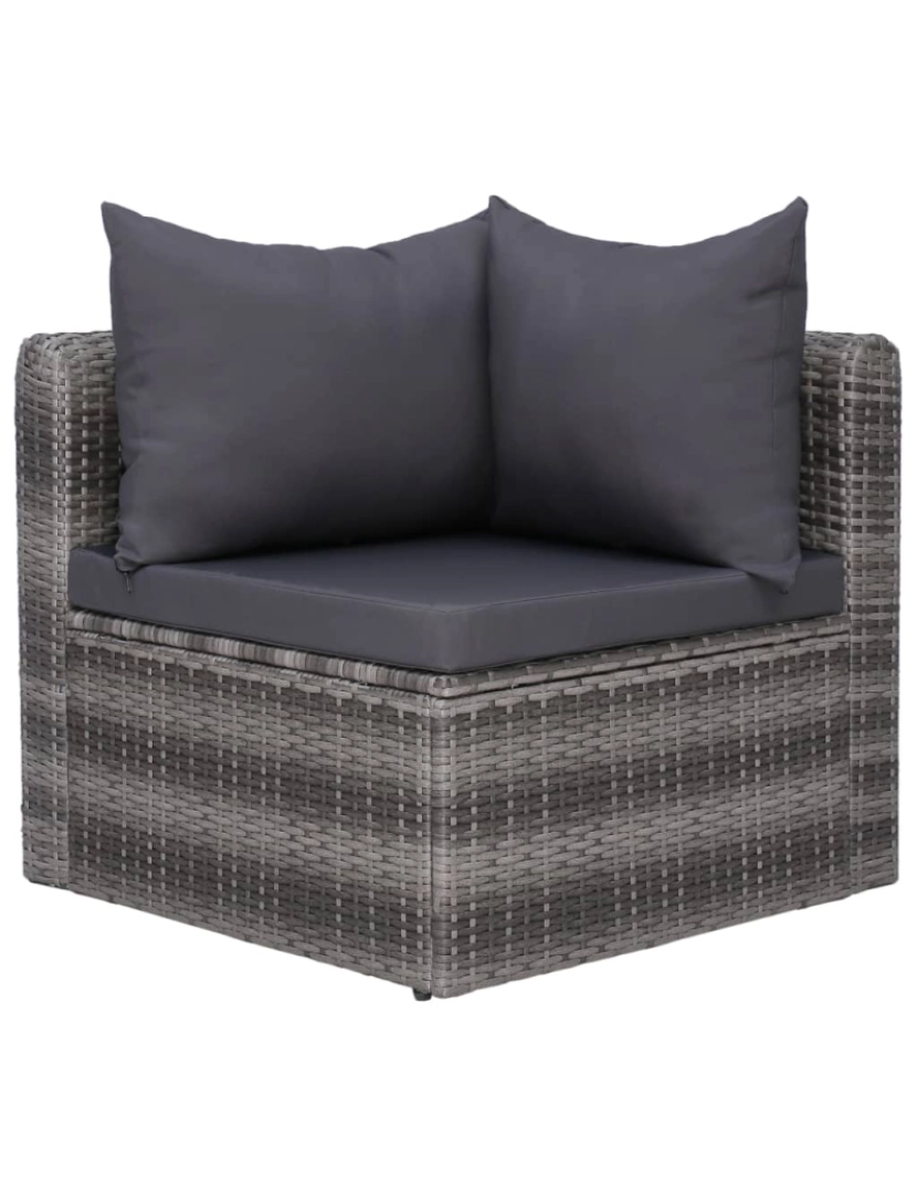 imagem de vidaXL 8 pcs conjunto lounge de jardim c/ almofadões vime PE cinzento6