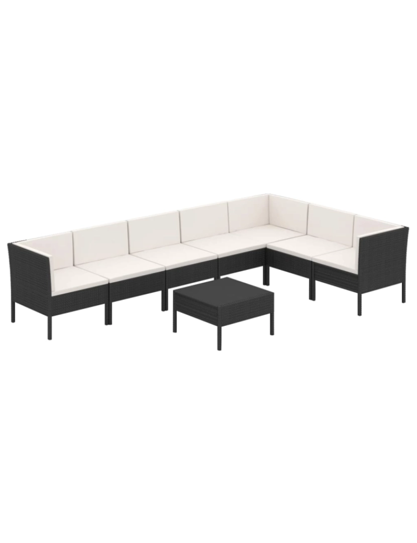 Vidaxl - vidaXL 8 pcs conjunto lounge de jardim c/ almofadões vime PE preto