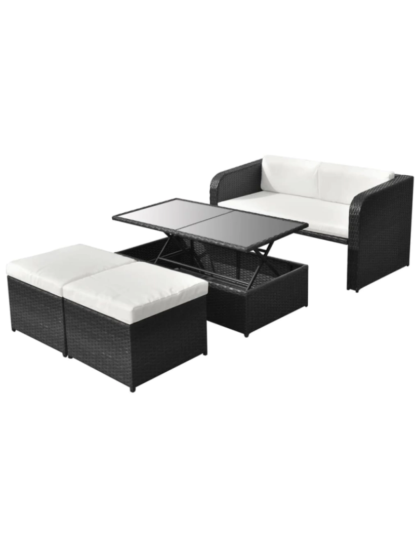 Vidaxl - vidaXL 4 pcs conjunto lounge de jardim c/ almofadões vime PE preto