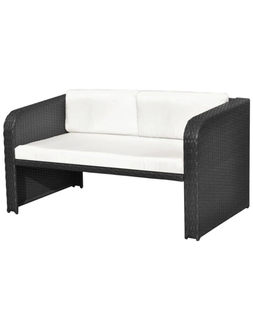 imagem de vidaXL 4 pcs conjunto lounge de jardim c/ almofadões vime PE preto8