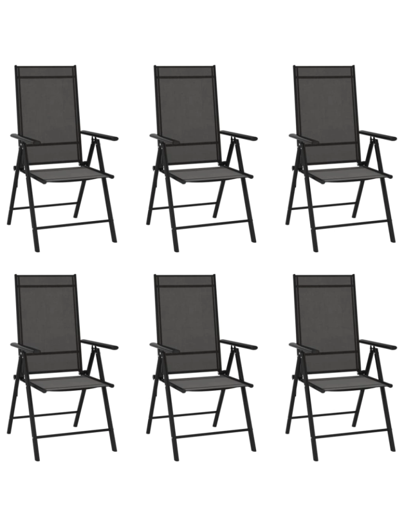 imagem de vidaXL Cadeiras de jardim dobráveis 6 pcs textilene preto1