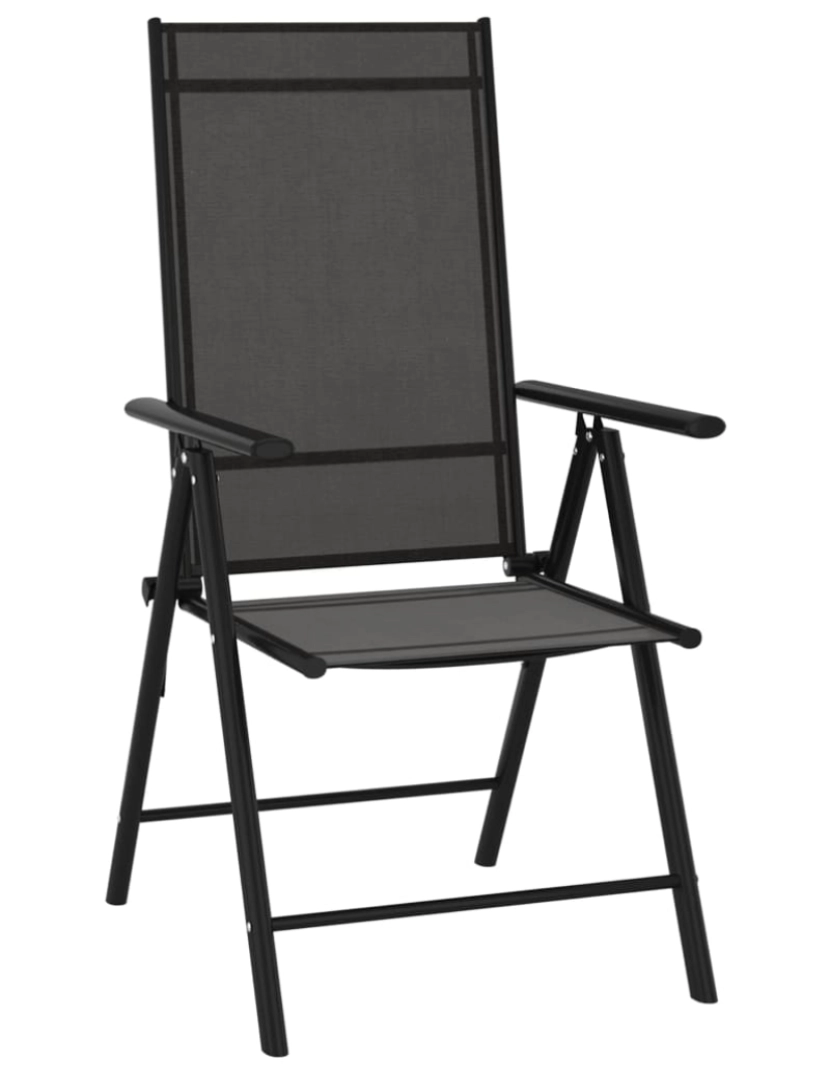 imagem de vidaXL Cadeiras de jardim dobráveis 6 pcs textilene preto3